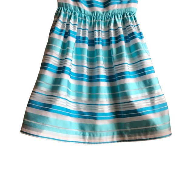 Lilly Pulitzer Kiera Fit & Flare Dress 12 Blue Aqua Stripe Print - Picture 7 of 16